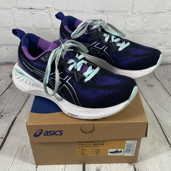 ASICS Gel-Cumulus 25 Athletic Running Shoes Black, Purple, Blue Size 7.5 - Picture 1 of 9